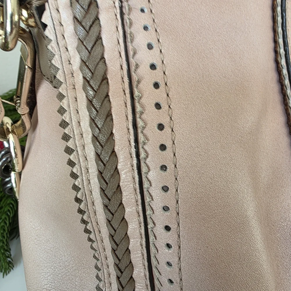 Coach Madison Pinnacle Carrie Satchel Blush Leather Zig Zag Perforated - Picture 9 of 16